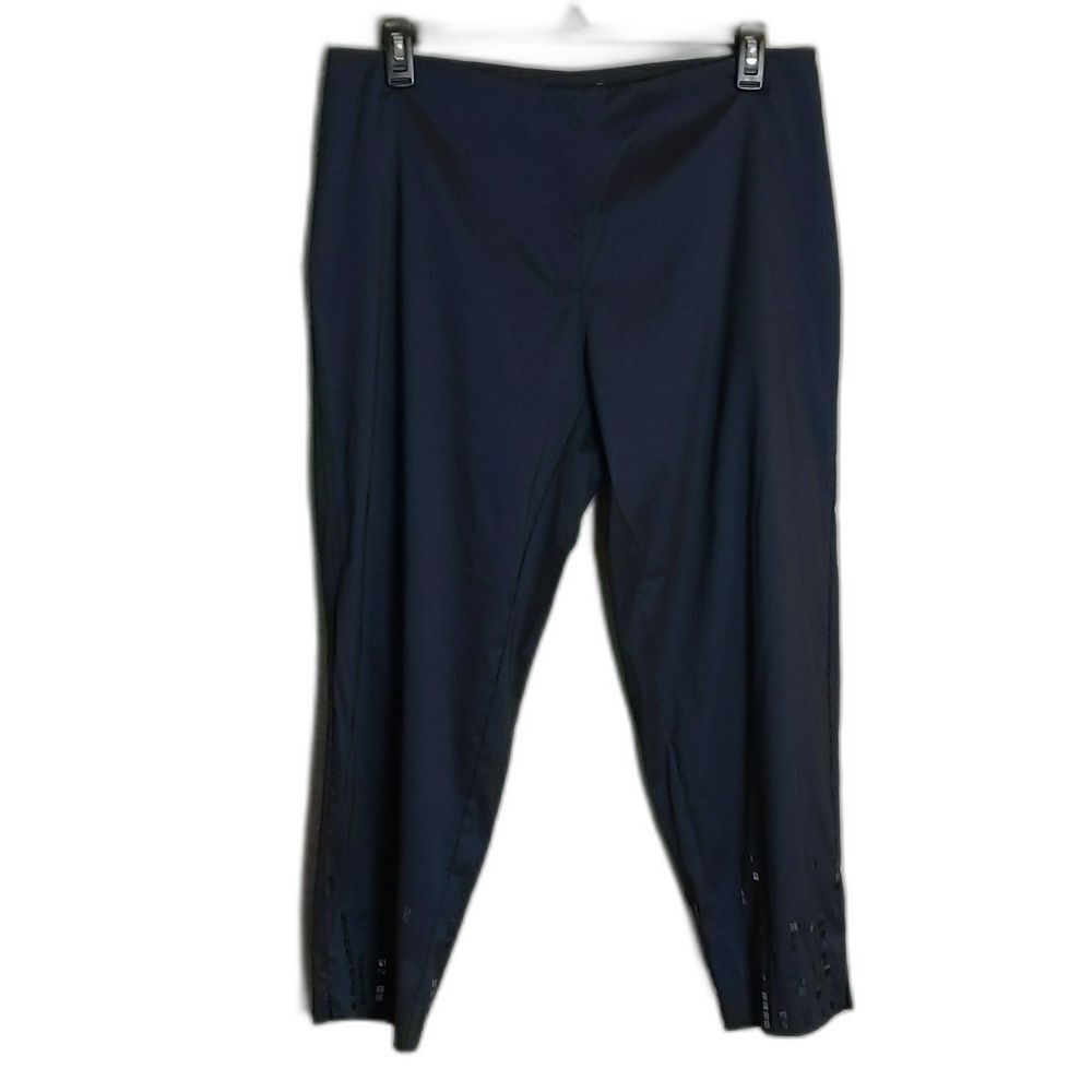 Venezia Navy Blue Sequin Cropped Pants Women's 16